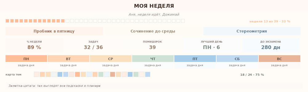 Планер в палитре «Персик»