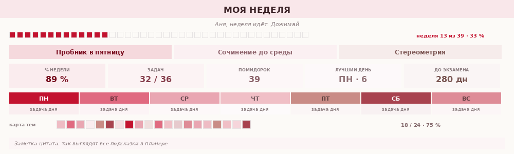 Планер в палитре «Вишня»