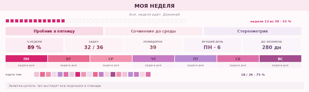 Планер в палитре «Ягода»